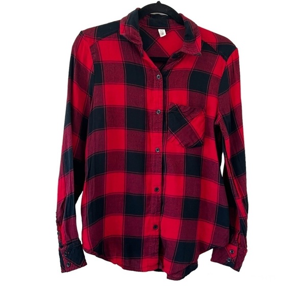 BP Red & Black Plaid Flannel Button Down Shirt - Picture 1 of 4